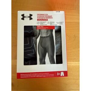 Under Armour 9" Performance Tech BoxerJock Boxer Brief NIB Black/Gray 3 pack - S